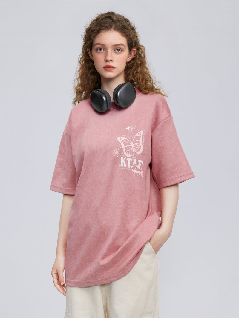 Rose  T Shirts Aelfric Eden Alphabet Butterfly Print Tee - BKP-3906160